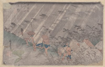 Lyssna (svart träkloss) av Ando or Utagawa Hiroshige