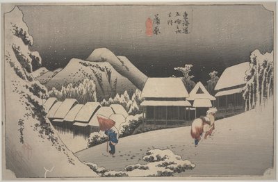Snö på natten av Ando or Utagawa Hiroshige