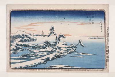 Snö på nyårsdagen på Susaki (Susaki yuki no hatsuhi) (träblock i färg) av Ando or Utagawa Hiroshige
