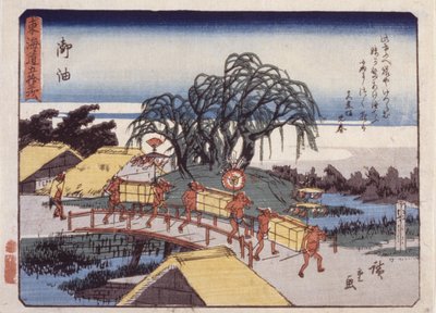 Station 36, Goyu; Kyoka Tokaido-serien (trätryck i färg) av Ando or Utagawa Hiroshige