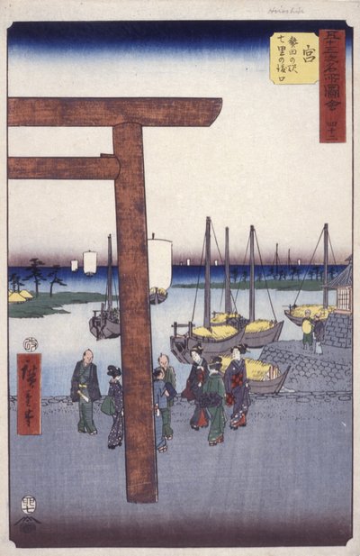 Station 42, Miya (trätryck i färg) av Ando or Utagawa Hiroshige