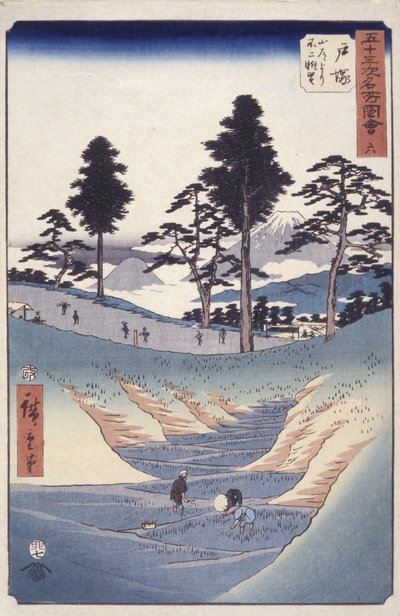 Station 6, Totsuka (träblockstryck) av Ando or Utagawa Hiroshige