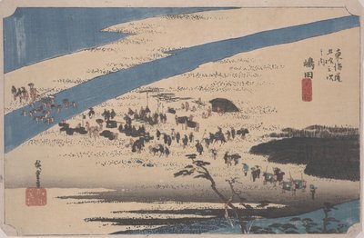 Suruga version k av te hey river av Ando or Utagawa Hiroshige