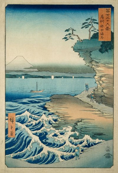 Kusten vid Hota i Awa-provinsen av Ando or Utagawa Hiroshige