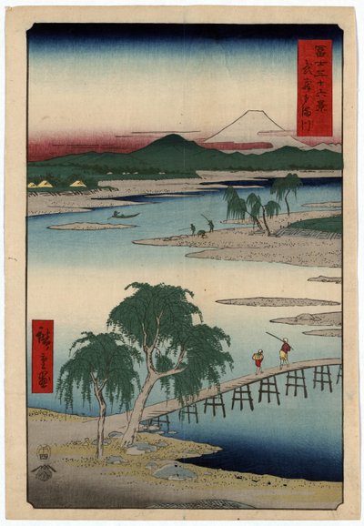 Floden Tamagawa, i Musashi-provinsen, Japan av Ando or Utagawa Hiroshige