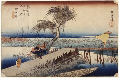 Yokkaichi (station #44) (träblock i färg) av Ando or Utagawa Hiroshige