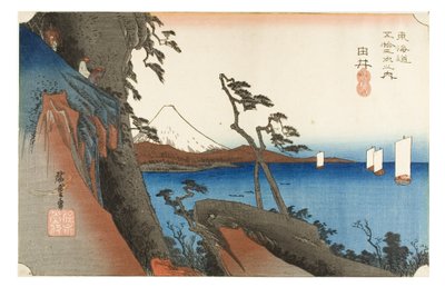 Yui: Satta Peak från serien The Fifty-three Stations of the Tokaido, ca 1831-1834 (träsnitt på papper) av Ando or Utagawa Hiroshige