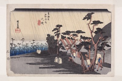 ?iso: Toras regn (?iso, Tora ga ame) (trätryck i färg) av Ando or Utagawa Hiroshige