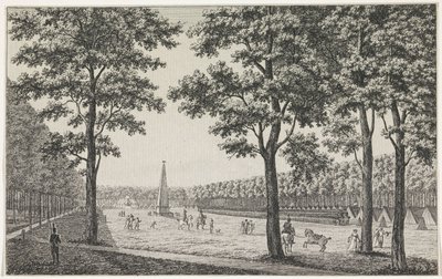 Utsikt över det franska lägret på Malieveld i Haag för att hedra Ludvig Napoleons trontillträde av André