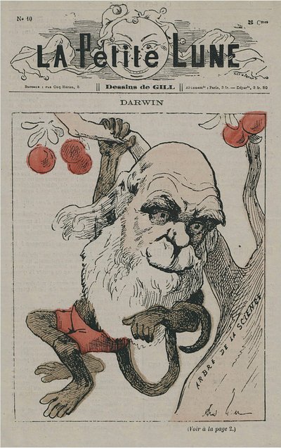 Darwin som apa på La Petite Lune av Andre Gill
