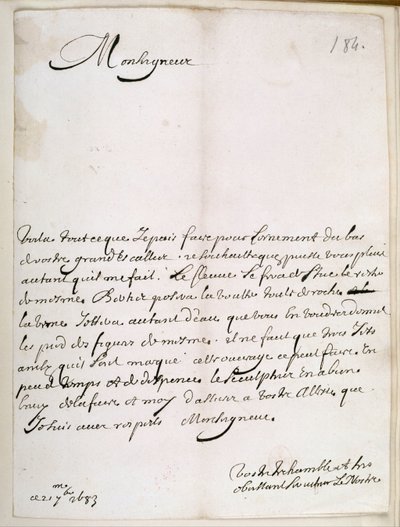 Brev från Le Nôtre till Grand Condé av Andre Le Notre