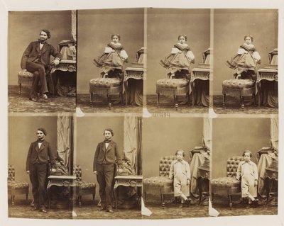 Sittande porträtt 41494: Doktor Magnan och hans son och dotter, ca 1861 (albumintryck (8 oslipade visitkort)) av Andre Adolphe Eugene Disderi