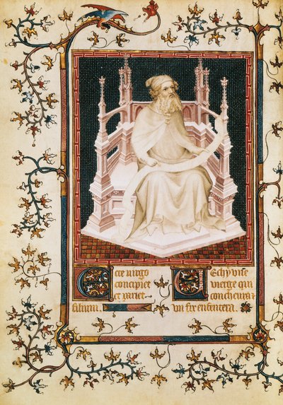 Profeten Jesaja, miniatyr från Psaltern, av Andre Beauneveu för hertigen av Berry, manuskript, Frankrike. av Andre Beauneveu