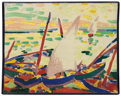 Båtar på stranden vid Collioure; Bateaux sur la plage a Collioure av Andre Derain