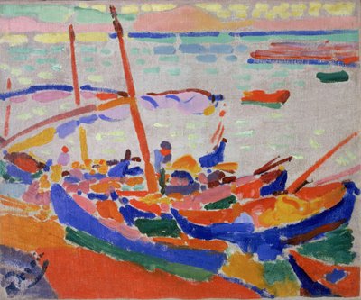 Fiskebåtar i Collioure (Pyrenees Orientales, Frankrike) (Fiskebåt, Collioure) av Andre Derain