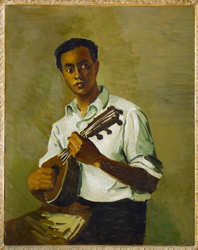 Le noir a la mandoline (målning på duk) av Andre Derain