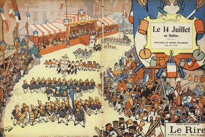 Bastille Day parad, illustration för Le Rire av Andre Devambez