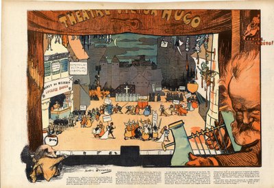 Teater av Victor Hugo av Andre Devambez (1867-1944) karikatyr i "" Le rire""" från 1902 av Andre Devambez