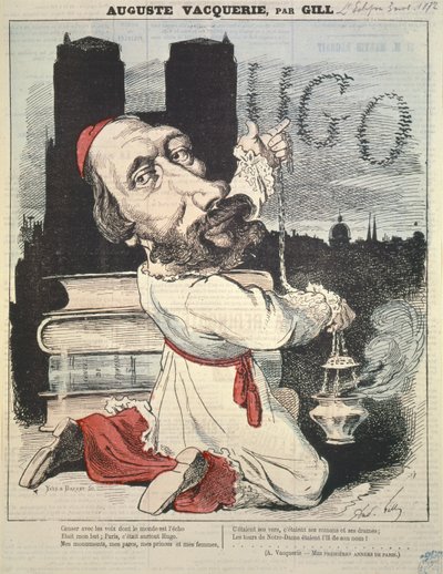 Auguste Vacquerie (1819-95) from the cover of LEclipse, engraved by Yves & Barret, 3rd November 1872  av Andre Gill