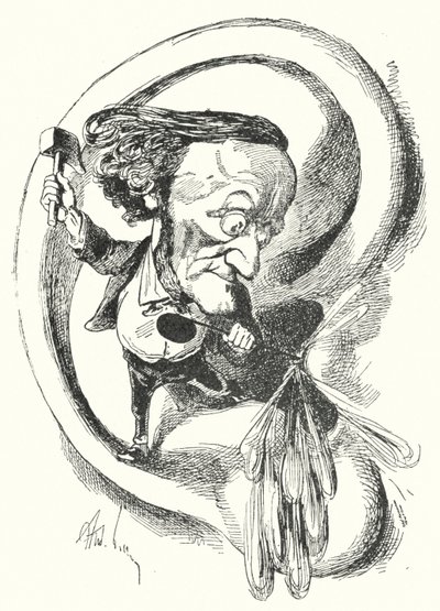 Karikatyr av den tyske kompositören Richard Wagner (litho) av Andre Gill