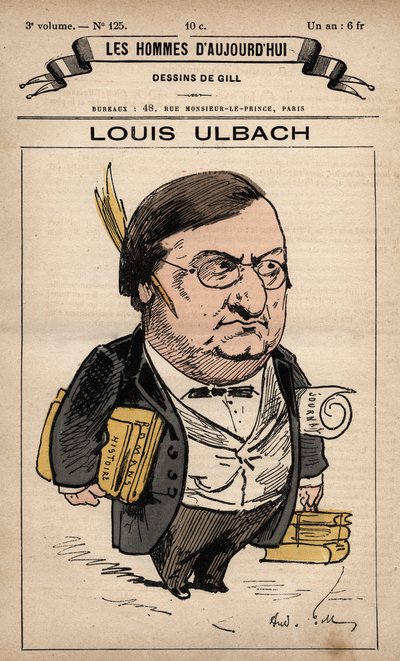 Tecknad serie av Louis Ulbach (1822-1889) från "The Men of Today" ca. 1779 - 1880 av Andre Gill (1840-85) av Andre Gill