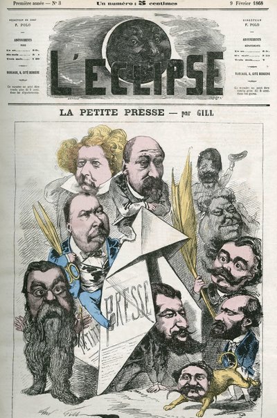 Skapandet av ""La Petite Presse"", med Jannin, Delsaux, Hermant, Hemery, De Balathier, Bragelonne, Dumas, Ponson du Terrail, Jean du Boys, Revillon och Coste. Omslag i "" The Eclipse"" av Gill, 9 februari av Andre Gill