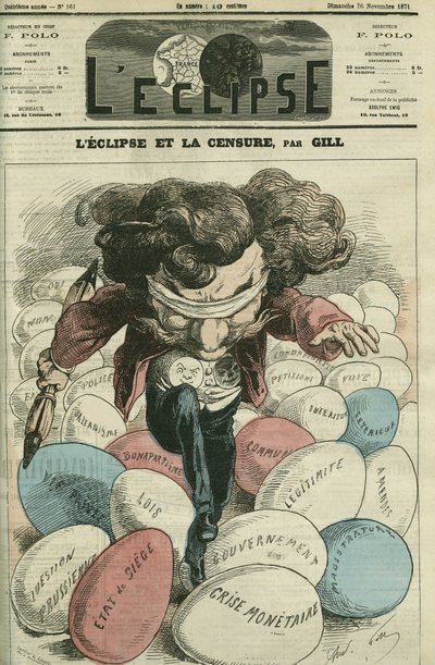 Eclipse and censur, en illustration av Gill som går på ufs. Omslag i "" L