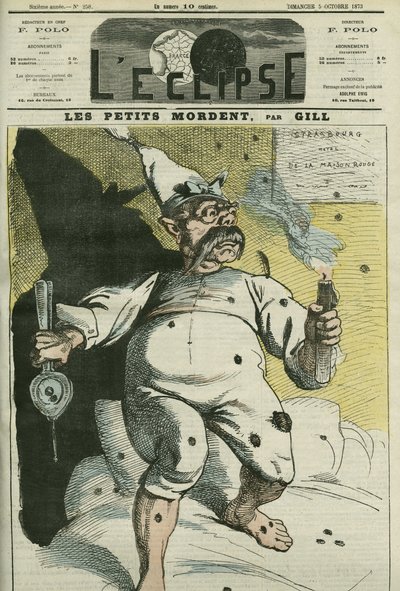 Små bitar, karikatyr av Vilhelm I (1797-1888), kung av Preussen och kejsare av Tyskland. Omslag i "" L