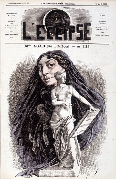 Mademoiselle Agar (från Odéon) Skådespelerska vid Franska Akademien. Teckning av Gill in the Eclipse av Andre Gill