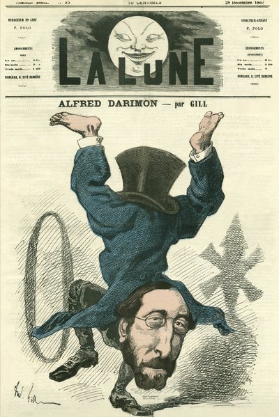 Porträtt av Alfred Darimon (1819-1902), fransk politiker. Tecknad av Gill, i "La Lune", 28 december av Andre Gill