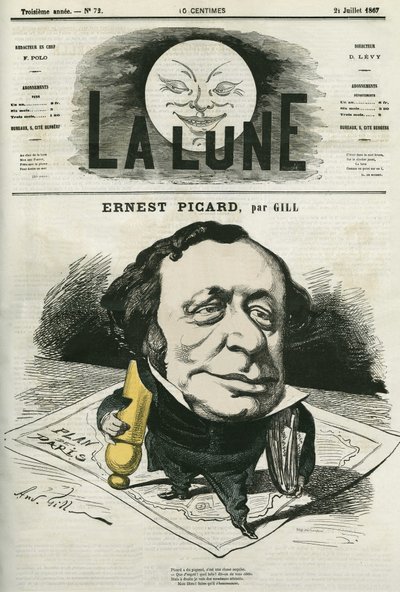 Porträtt av Ernest Picard (1821-1877), fransk journalist och advokat. Tecknad av Gill, i "La Lune", 21 juli av Andre Gill