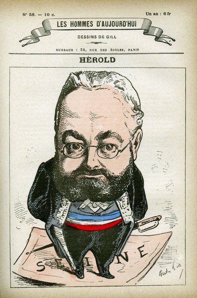 Porträtt av Ferdinand Herold (1828-1882), fransk politiker. Karikatyr av Gill, Paris. av Andre Gill