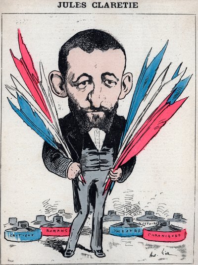 Porträtt av Jules Claretie (1840-1913), fransk romanförfattare, dramatiker och kritiker - Karikatyr av Andre Gill, i "Les Hommes d