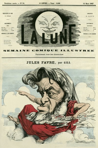Porträtt av Jules Favre (1809-1880), fransk advokat och politiker. Tecknad av Gill, i "The Moon", 31 mars av Andre Gill