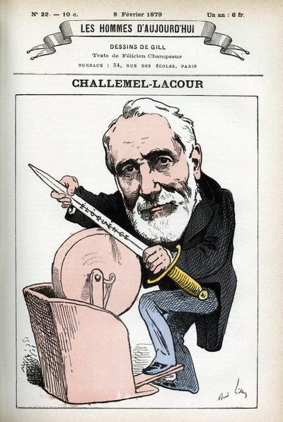 Porträtt av Paul-Armand Challemel-Lacour (1827-1896), politiker, diplomat och historiker av fransk filosofi. Tecknad av Gill, i "Les Homme d