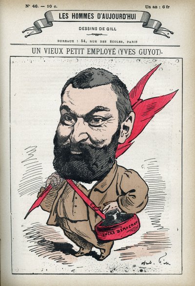 Porträtt av Yves Guyot (1843-1928), fransk politiker, publicist och ekonom. Tecknad av Gill, Paris. av Andre Gill