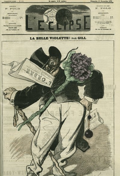 Den vackra violen, en illustration av en bonapartistisk anhängare, med tidningen "" L