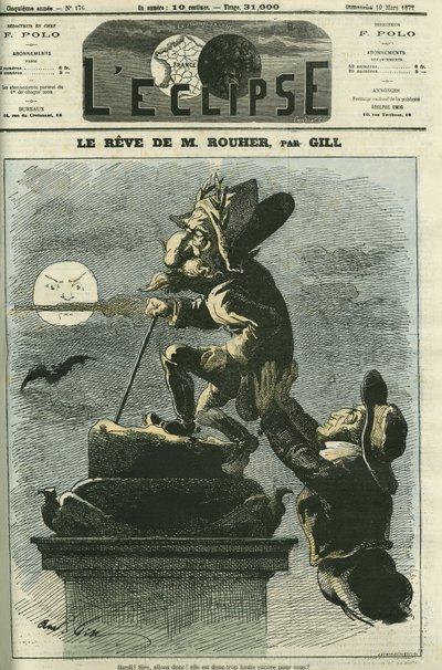 Drömmen om Rouher, Eugene Rouher (1814-1884), politiker, minister för Napoleon III och ledare för det bonapartistiska partiet, han drömmer om en återkomst av Napoleon III. Omslag i "" L