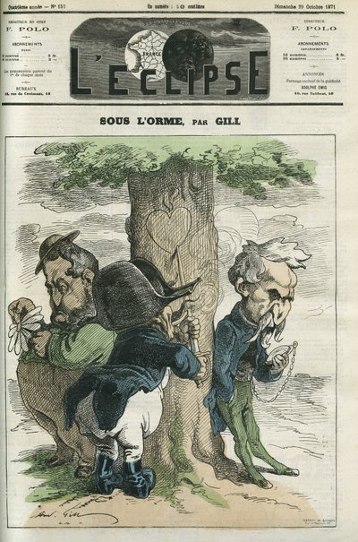 Under almen väntar Napoleon III, Emile Ollivier, dessa är huvudaktörerna i Sedans nederlag. Omslag i "" L