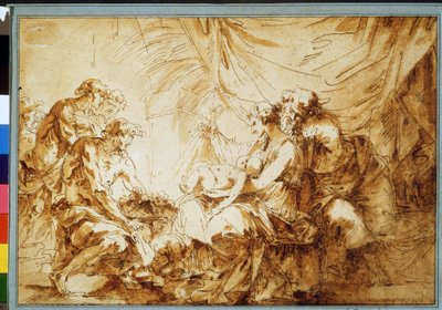 ""The Adoration of the Christ Child" (The Adoration of the Christ Child) Pennteckning av Andre Jean Le Brun (Lebrun) (1737-1811) Pushkin Museum, Moskva av Andre Jean Lebrun