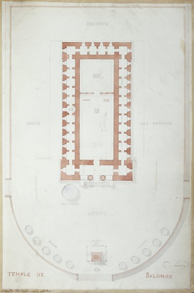 Plan över Salomos tempel i Jerusalem, mitten av 1800-talet (bläck och wc på papper) av Andre Lenoir