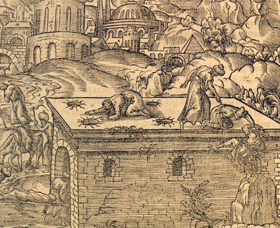 Kristna kyrkogården i Acheldemach, gravyr från Cosmographie universelle, av Andre Thevet (1504-1592), Paris av Andre Thevet