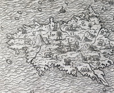 Karta över Sumatra, gravyr av Andre Thevet (1504-1592), Paris, Frankrike av Andre Thevet