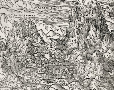 Bergigt område av Sinai, gravyr av Andre Thevet (1504-1592), Paris, Frankrike av Andre Thevet