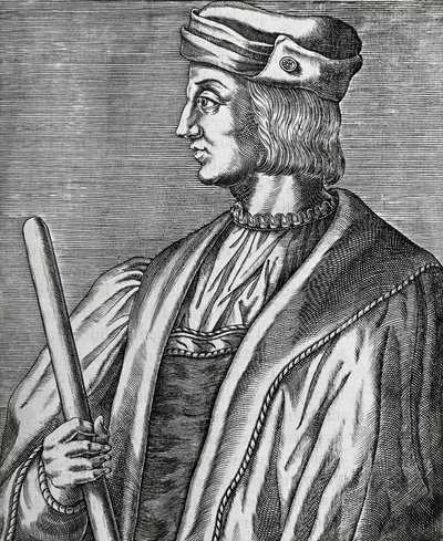 Porträtt av Gaston de Foix, hertig av Nemours (1489-1516), gravyr från The True Portraits and Lives of Illustrious Men av Andre Thevet