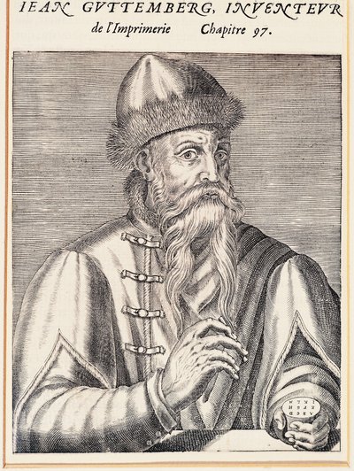 Porträtt av Johann Gutenberg (Mainz, ca 1394-1399-Mainz av Andre Thevet