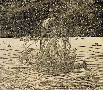 Sjömän som följer den norra vägen, gravyr från Universal Cosmology, av Andre Thevet (1504-1592), Paris av Andre Thevet