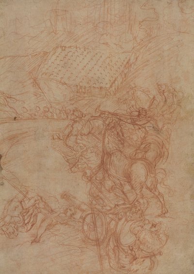 Slaget vid Spoleto, ca 1575 (rödkrita på papper) av Andrea (1539-1614) Vicentino