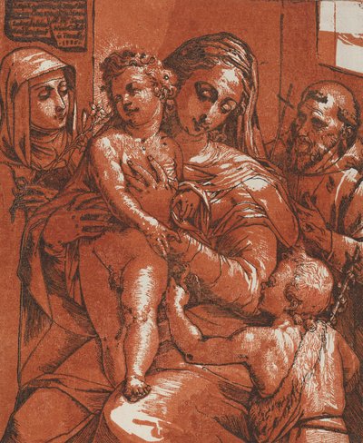 Madonna och barn åtföljda av heliga, 1585. av Andrea Andreani