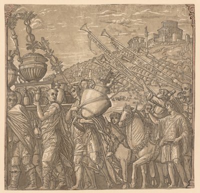 Julius Caesars triumf: Soldater som bär vaser, 1593-99. av Andrea Andreani